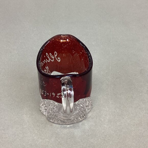 RUBY STAINED GLASS MINIATURE GLASS, TOOTHPICK ILLINOIS STATE FAIR 1853-1952 - Picture 4 of 9